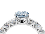 White gold Fancy Blue Oval  Diamond Prong Setting with Side Stones on a Pave Band_139