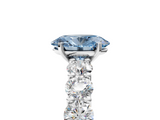 White gold Fancy Blue Oval  Diamond Prong Setting with Side Stones on a Pave Band_139