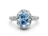 White gold Fancy Blue Oval  Diamond Solitaire Ring with Shared Prong Pavé Band_12