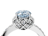 White gold Fancy Blue Oval  Diamond Solitaire Ring with Shared Prong Pavé Band_16