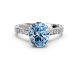 White gold Fancy Blue Oval  Diamond Solitaire with Pave Band and Six-Prong Setting_20