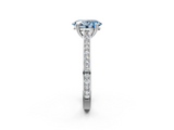 White gold Fancy Blue Oval  Diamond Solitaire with Pave Band and Six-Prong Setting_22