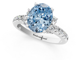 White gold Fancy Blue Oval  Diamond Three-Stone Pave Band with Four-Prong Setting_21