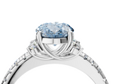 White gold Fancy Blue Oval  Diamond Three-Stone Pave Band with Four-Prong Setting_24