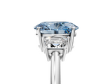 White gold Fancy Blue Oval  Diamond Three-Stone Ring with Trapezoid Side Stones and Prong Setting_22