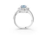 White gold Fancy Blue Oval  Halo Cluster Diamond Engagement Ring with Prong Setting and Polished Band_66
