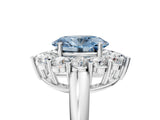 White gold Fancy Blue Oval  Halo Cluster Diamond Engagement Ring with Prong Setting and Polished Band_68