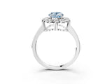 White gold Fancy Blue Oval  Halo Cluster Diamond Engagement Ring with Solitaire Band and Prong Setting_68