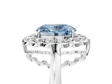 White gold Fancy Blue Oval  Halo Cluster Diamond Engagement Ring with Solitaire Band and Prong Setting_71