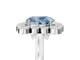 White gold Fancy Blue Oval  Halo Diamond Cluster Engagement Ring with Milgrain Bezel Setting and Solitaire Band_74