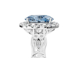 White gold Fancy Blue Oval  Halo Diamond Engagement Ring with Filigree Band and Four-Prong Setting_122