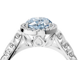 White gold Fancy Blue Oval  Halo Diamond Engagement Ring with Intricate Filigree Band and Four-Prong Setting_40