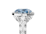 White gold Fancy Blue Oval  Halo Diamond Engagement Ring with Intricate Filigree Band and Four-Prong Setting_42