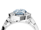 White gold Fancy Blue Oval  Halo Diamond Engagement Ring with Milgrain Band and Four-Prong Setting_53