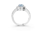 White gold Fancy Blue Oval  Halo Diamond Engagement Ring with Pavé Band and Four-Prong Setting_108
