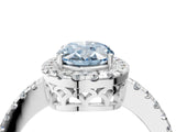 White gold Fancy Blue Oval  Halo Diamond Engagement Ring with Pavé Band and Four-Prong Setting_109