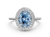 White gold Fancy Blue Oval  Halo Diamond Engagement Ring with Solitaire Band and Four-Prong Setting_17