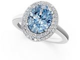 White gold Fancy Blue Oval  Halo Diamond Engagement Ring with Solitaire Band and Four-Prong Setting_18