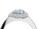 White gold Fancy Blue Oval  Halo Diamond Engagement Ring with Solitaire Band and Four-Prong Setting_21