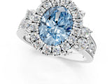 White gold Fancy Blue Oval  Halo Diamond Engagement Ring with Split Shank and Four-Prong Setting_56