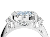 White gold Fancy Blue Oval  Halo Diamond Engagement Ring with Split Shank and Four-Prong Setting_59