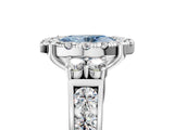 White gold Fancy Blue Oval  Halo Diamond Engagement Ring with Split Shank and Four-Prong Setting_60