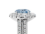 White gold Fancy Blue Oval  Halo Diamond Engagement Ring with Split Shank and Prong Setting_73