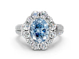 White gold Fancy Blue Oval  Halo Diamond Engagement Ring with Split Shank and Prong Setting_77