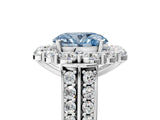 White gold Fancy Blue Oval  Halo Diamond Engagement Ring with Split Shank and Prong Setting_83