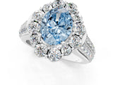 White gold Fancy Blue Oval  Halo Diamond Engagement Ring with Split Shank and Prong Setting_90