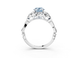 White gold Fancy Blue Oval  Halo Diamond Engagement Ring with Vintage-Inspired Band and Four-Prong Setting_6