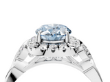 White gold Fancy Blue Oval  Halo Diamond Engagement Ring with Vintage-Inspired Band and Four-Prong Setting_7