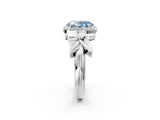 White gold Fancy Blue Oval  Halo Diamond Floral Band with Four-Prong Setting_57