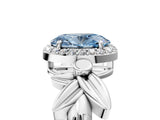 White gold Fancy Blue Oval  Halo Diamond Floral Band with Four-Prong Setting_59