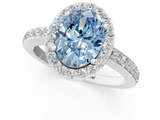 White gold Fancy Blue Oval  Halo Diamond Pavé Band Ring with Prong Setting_21