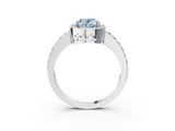 White gold Fancy Blue Oval  Halo Diamond Pavé Band Ring with Prong Setting_23