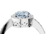 White gold Fancy Blue Oval  Halo Diamond Pavé Band Ring with Prong Setting_24