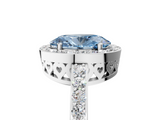 White gold Fancy Blue Oval  Halo Diamond Pavé Band Ring with Prong Setting_25