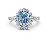 White gold Fancy Blue Oval  Halo Diamond Pavé Solitaire Ring_82