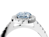 White gold Fancy Blue Oval  Halo Diamond Pavé Solitaire Ring_91