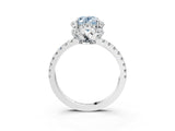 White gold Fancy Blue Oval  Halo Diamond Pave Band Ring with Four-Prong Setting_18