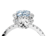 White gold Fancy Blue Oval  Halo Diamond Pave Band Ring with Four-Prong Setting_19