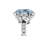 White gold Fancy Blue Oval  Halo Diamond Pave Band Ring with Four-Prong Setting_20