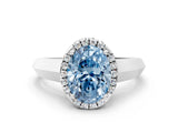 White gold Fancy Blue Oval  Halo Diamond Ring with Cathedral Band and Four-Prong Setting_50
