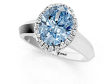 White gold Fancy Blue Oval  Halo Diamond Ring with Cathedral Band and Four-Prong Setting_50
