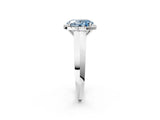 White gold Fancy Blue Oval  Halo Diamond Ring with Cathedral Band and Four-Prong Setting_52