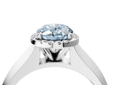 White gold Fancy Blue Oval  Halo Diamond Ring with Cathedral Band and Four-Prong Setting_54