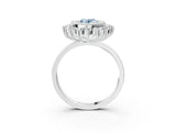 White gold Fancy Blue Oval  Halo Diamond Ring with Milgrain Edge and Round Prong Setting_41