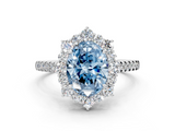 White gold Fancy Blue Oval  Halo Diamond Ring with Pavé Band and Prong Setting_37