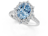 White gold Fancy Blue Oval  Halo Diamond Ring with Pavé Band and Prong Setting_38